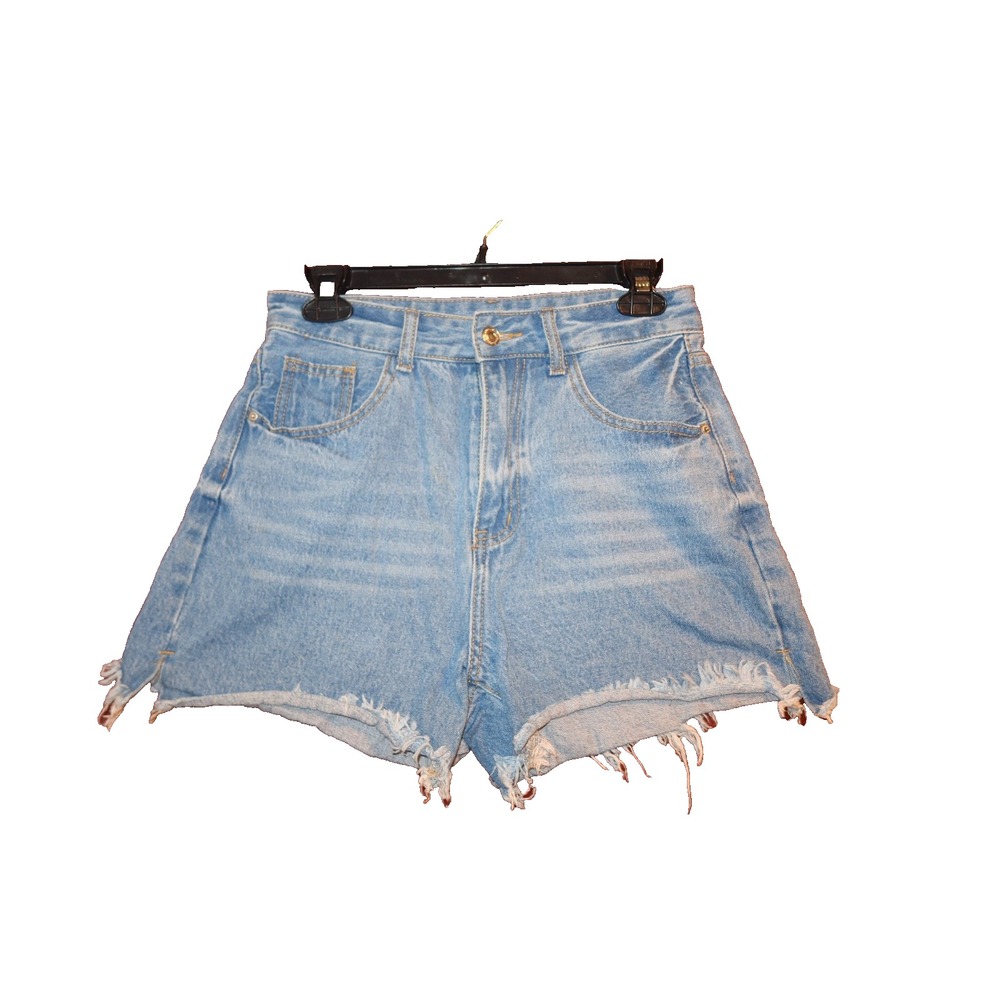 Women's Size M 6 Denim Shorts Light Wash High Rise Frayed Cutoff Y2K